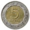 5Â litas denomination circulation coin of Lithuania